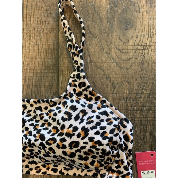 Junior's Xhilaration Ribbed Bralette Bikini Top, Animal Print, X-Large, NEW, 820 - Picture 5 of 8